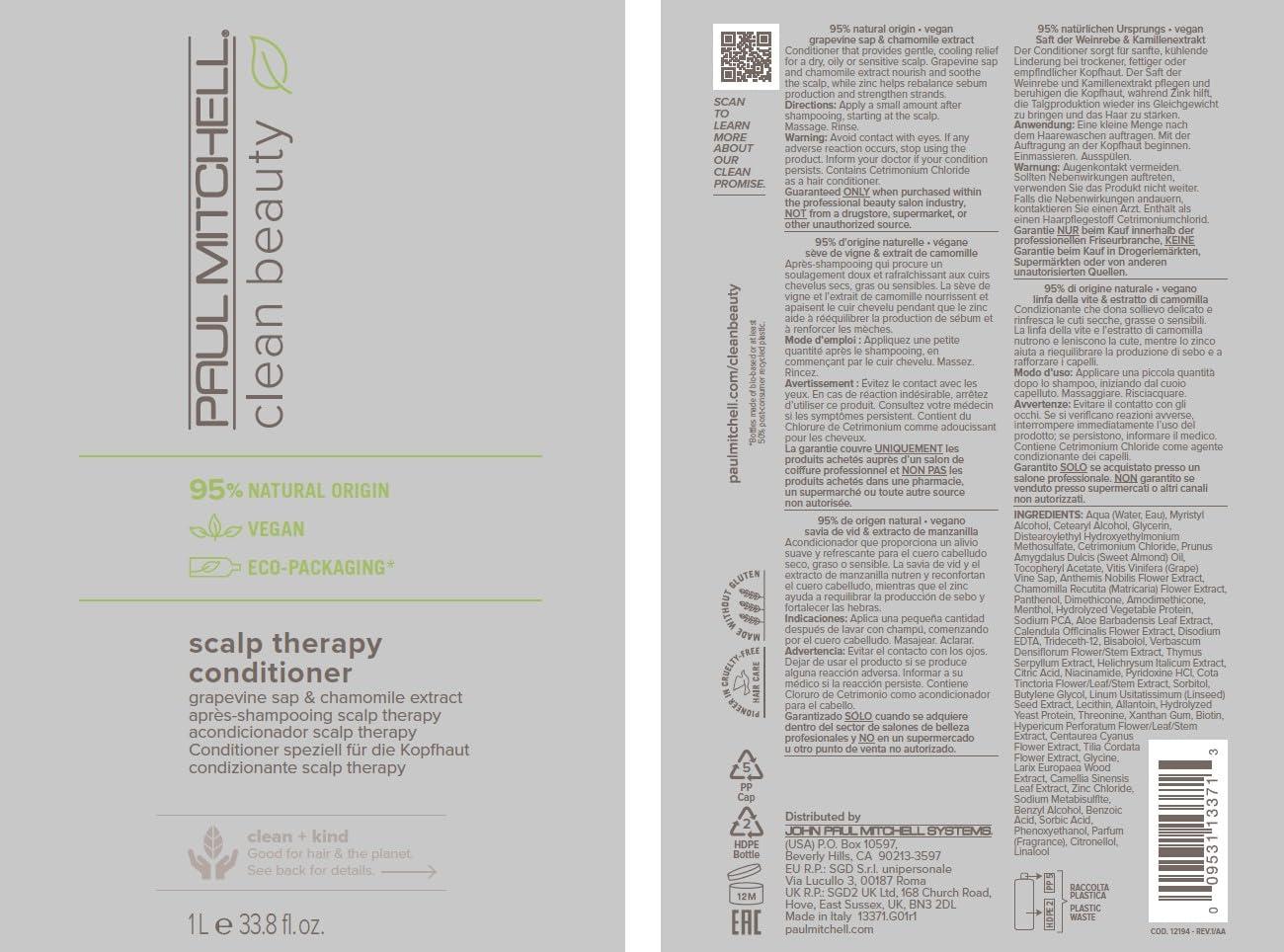 image:imagePaul Mitchell Clean Beauty Scalp Therapy Conditioner Gently Conditions Cools All Hair Types Especially Dry Oily Sensitive Scalps338 Fl Oz Pack of 1