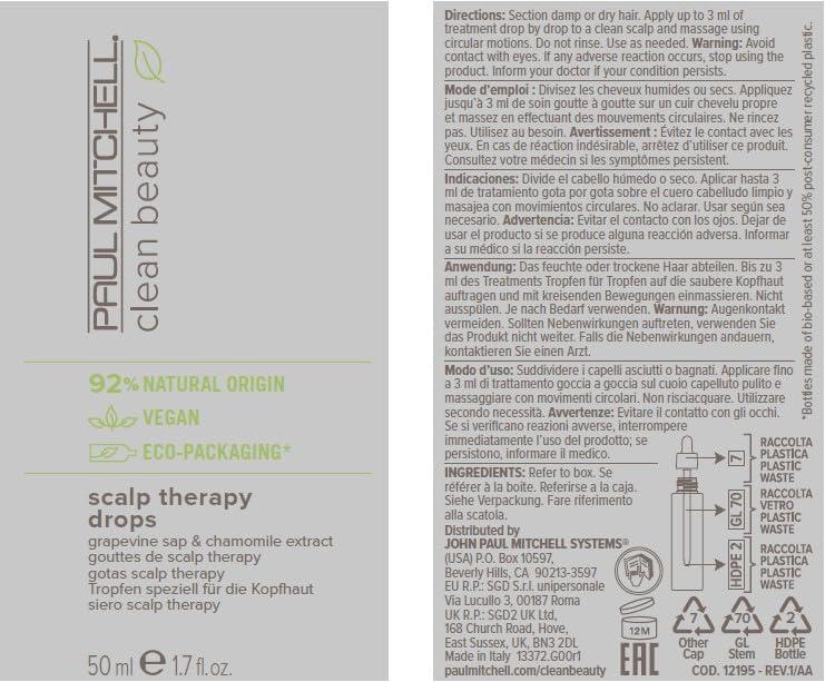 image:imagePaul Mitchell Clean Beauty Scalp Therapy Drops UltraLightweight Scalp Serum Soothes Nourishes All Hair Types Especially Dry Oily Sensitive Scalps 17 fl oz