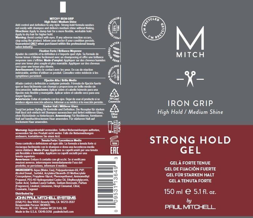 image:imageMITCH by Paul Mitchell Iron Grip Strong Hold Gel High Hold Medium Shine For All Hair Types Textures 51 fl oz