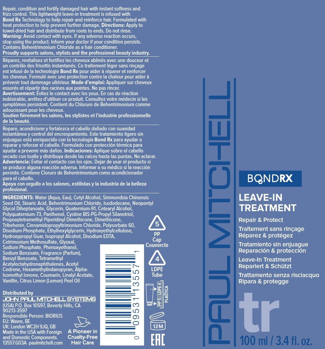 image:imagePaul Mitchell Bond Rx LeaveIn Treatment Repairs Protects For Chemically Treated Damaged Hair 34 fl oz