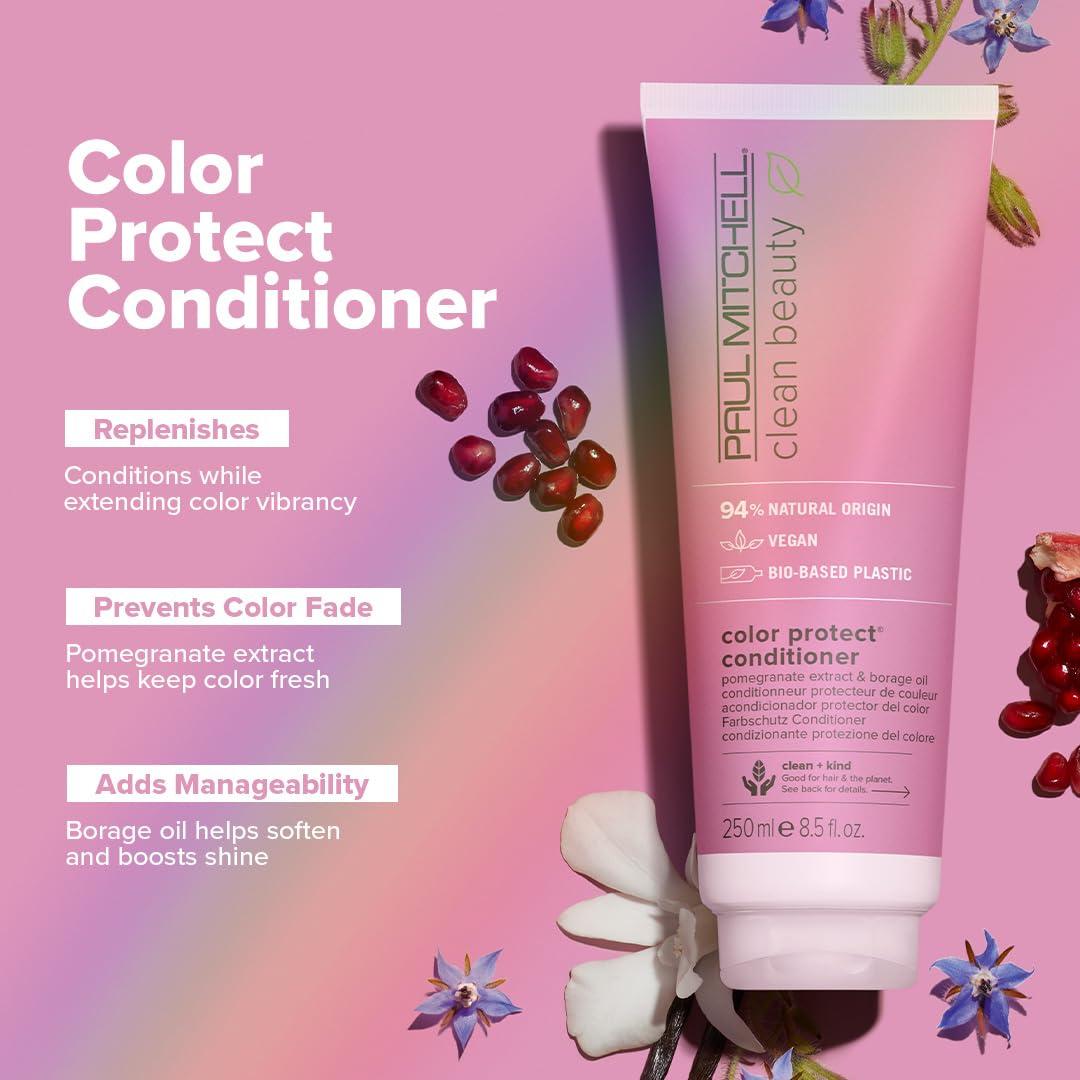 image:imagePaul Mitchell Clean Beauty Color Protect Conditioner Replenishes Extends Color Vibrancy For ColorTreated HairA fruitforward scent with delicate floral notes and vanilla undertones