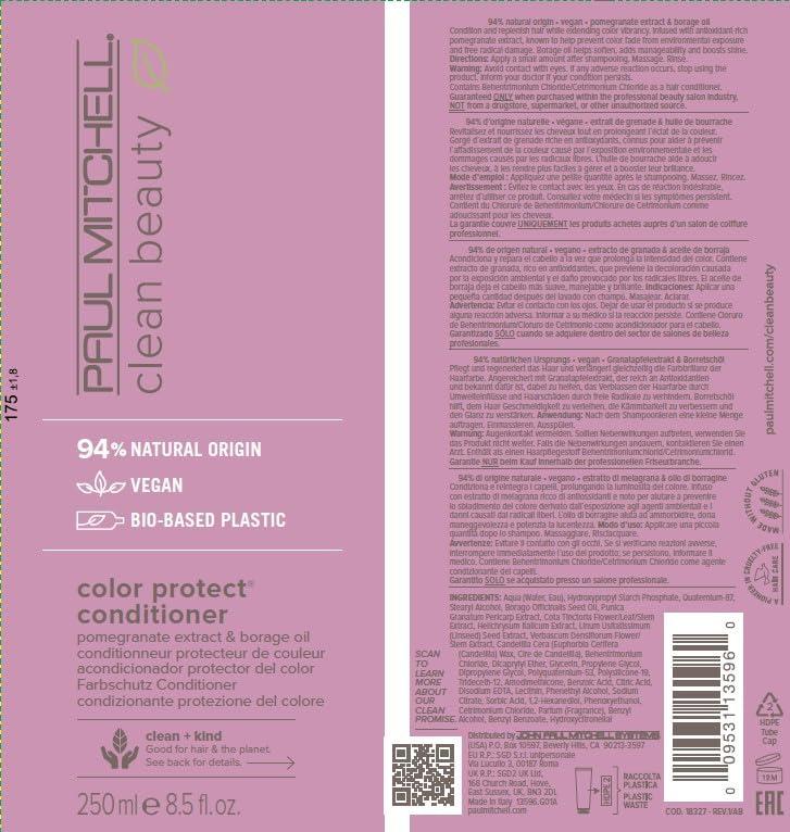 image:imagePaul Mitchell Clean Beauty Color Protect Conditioner Replenishes Extends Color Vibrancy For ColorTreated HairA fruitforward scent with delicate floral notes and vanilla undertones