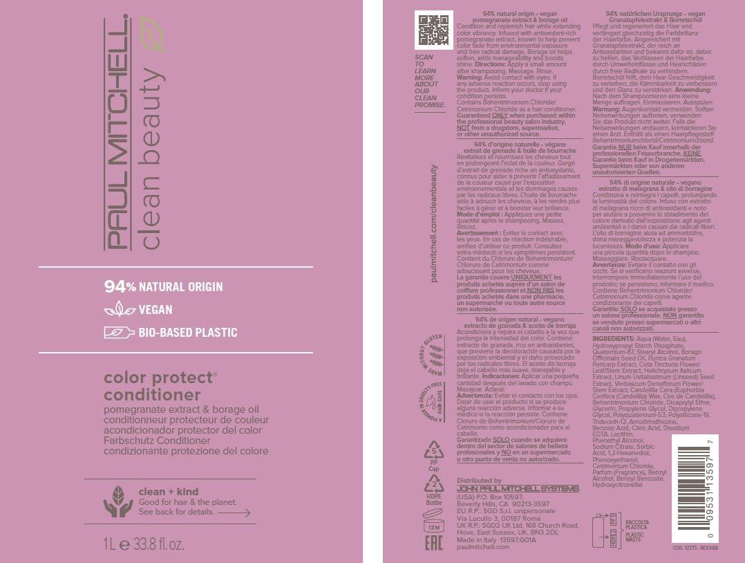 image:imagePaul Mitchell Clean Beauty Color Protect Conditioner Replenishes Extends Color Vibrancy For ColorTreated HairA fruitforward scent with delicate floral notes and vanilla undertones