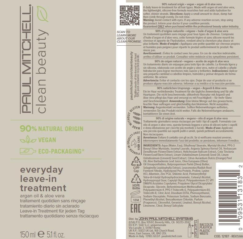 image:imagePaul Mitchell Clean Beauty Everyday LeaveIn Treatment LeaveIn Conditioner Delivers Hydration For All Hair Types 51 fl oz
