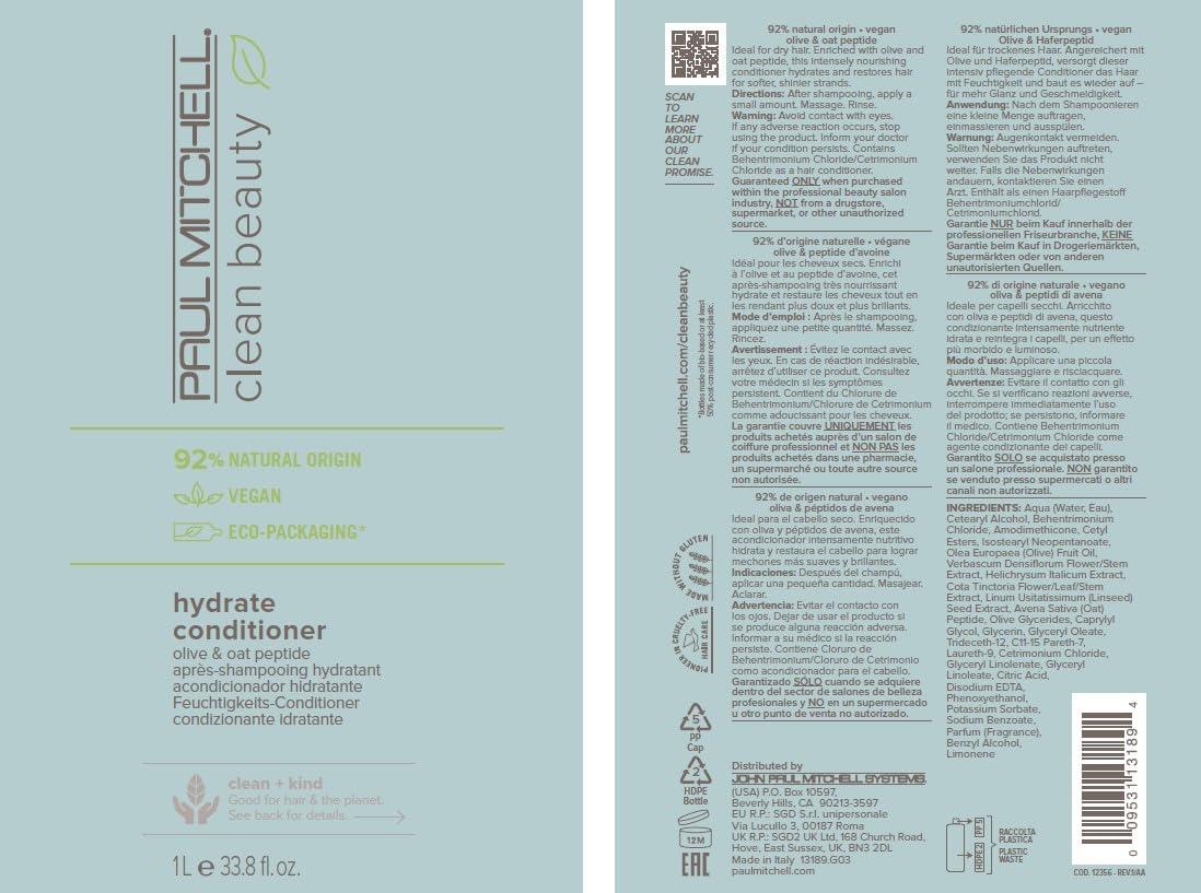 image:imagePaul Mitchell Clean Beauty Hydrate Conditioner Intensely Nourishing Conditioner Improves Manageability For Dry HairMild floral earthy scent