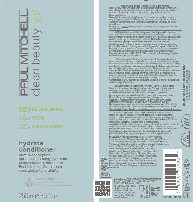 image:imagePaul Mitchell Clean Beauty Hydrate Conditioner Intensely Nourishing Conditioner Improves Manageability For Dry HairMild floral earthy scent