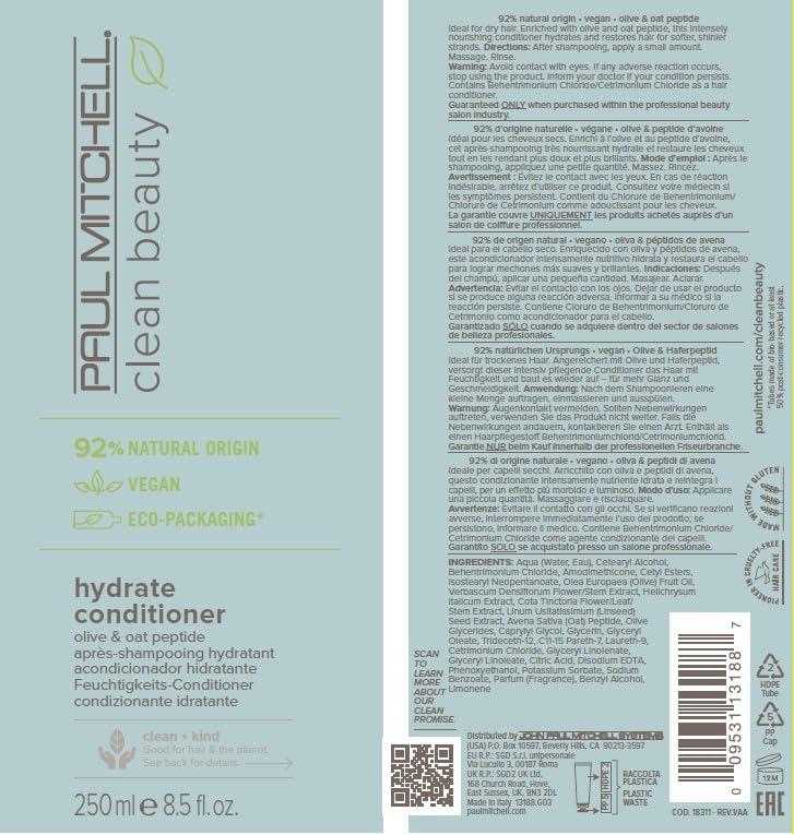 image:imagePaul Mitchell Clean Beauty Hydrate Conditioner Intensely Nourishing Conditioner Improves Manageability For Dry HairMild floral earthy scent