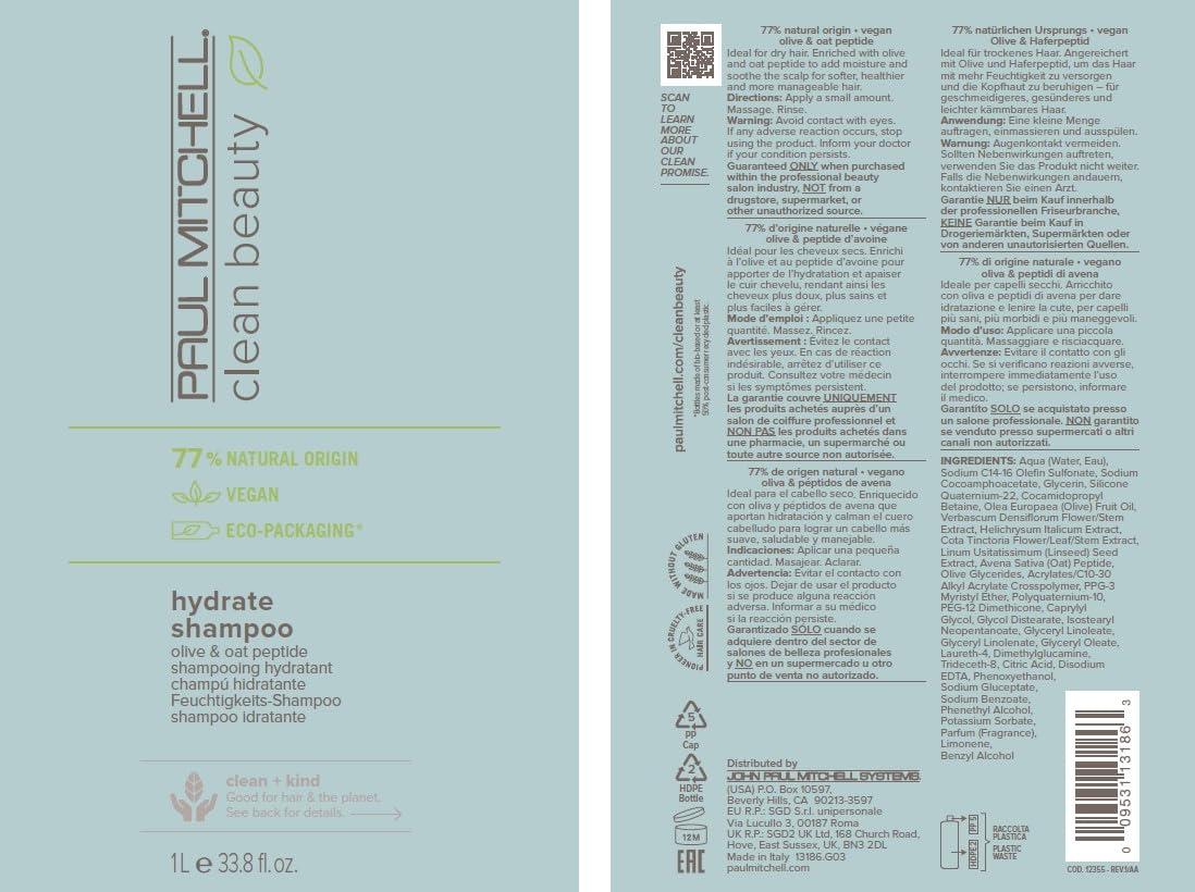 image:imagePaul Mitchell Clean Beauty Hydrate Shampoo Replenishes Hair Adds Moisture For Dry Hair338 Fl Oz Pack of 1