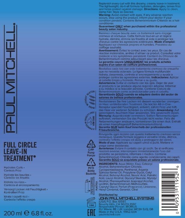 image:imagePaul Mitchell Full Circle LeaveIn Cream Frizz Control Lightweight Hydration For Curly Wavy Hair68 Fl Oz Pack of 1