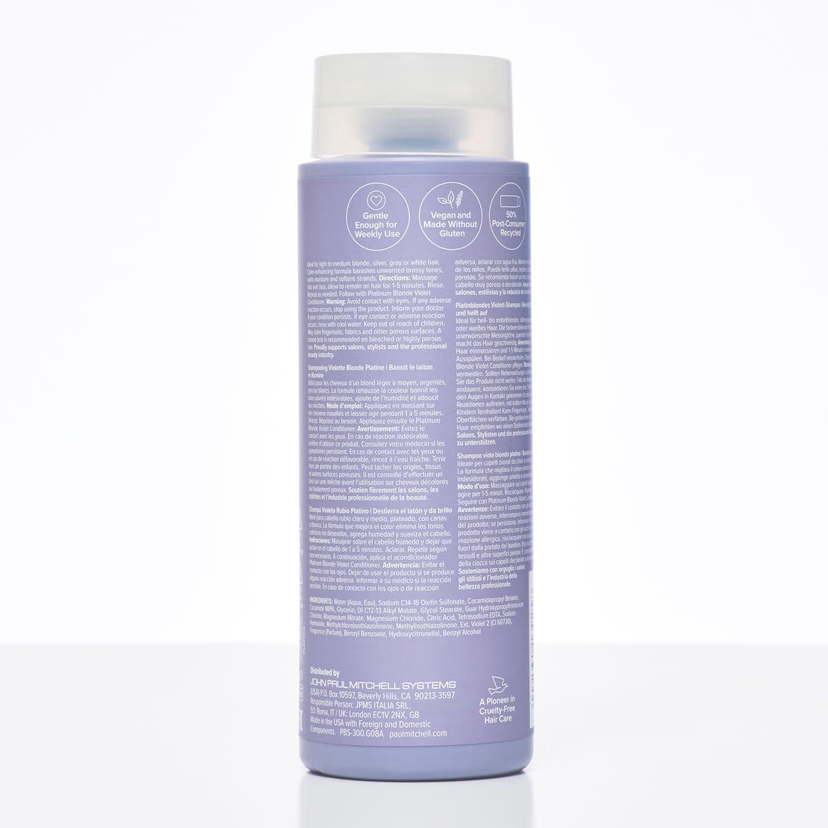 image:imagePaul Mitchell Platinum Blonde Violet Shampoo Banishes Brass Brightens Ideal for Light to Medium Blonde Silver Gray or White HairRefreshing cucumber melon scent with soft floral notes