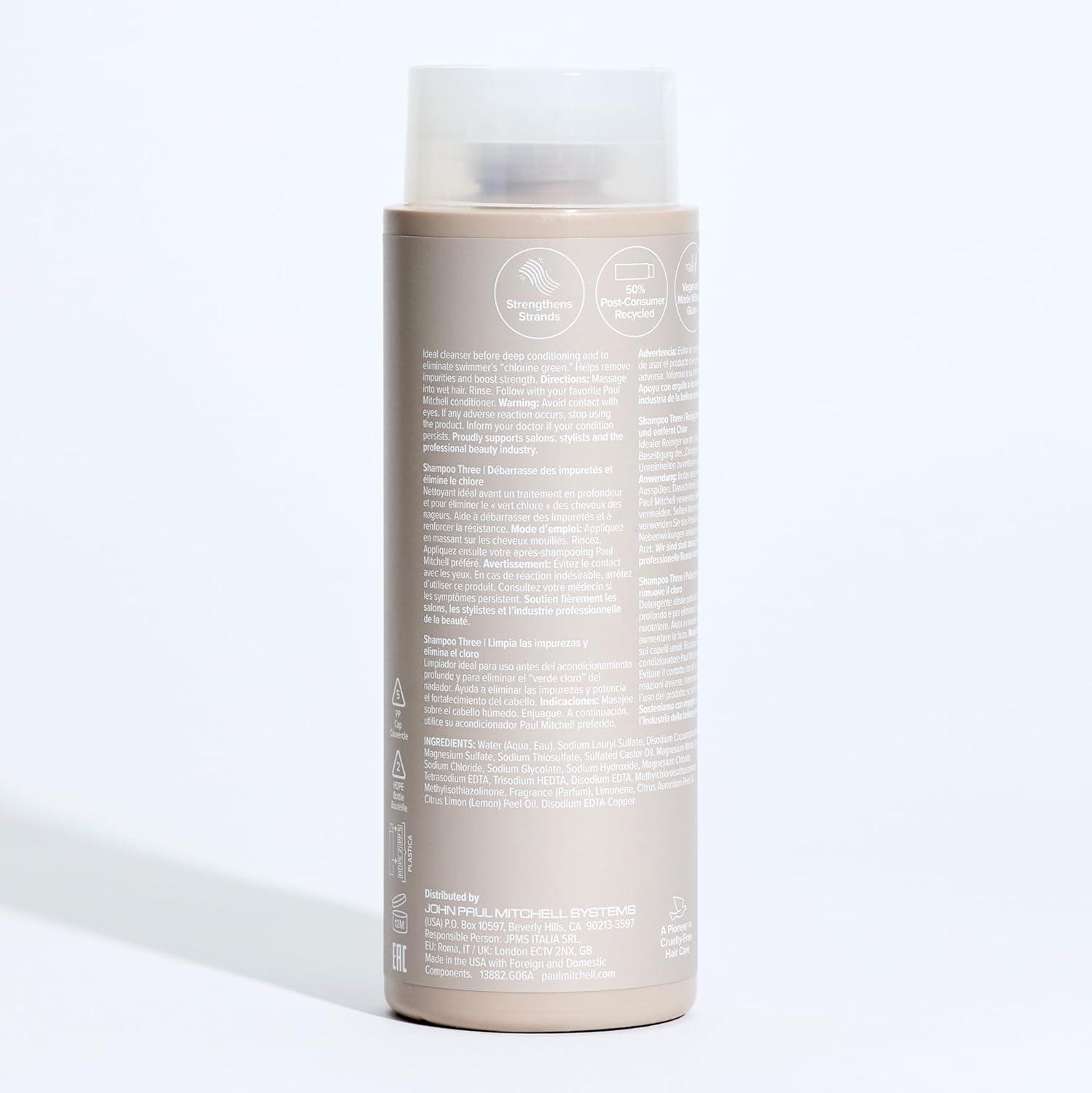 image:imagePaul Mitchell Shampoo Three Clarifying Shampoo Cleanses Impurities Removes Chlorine For All Hair Types Great For SwimmersVibrant zesty pink grapefruit scent