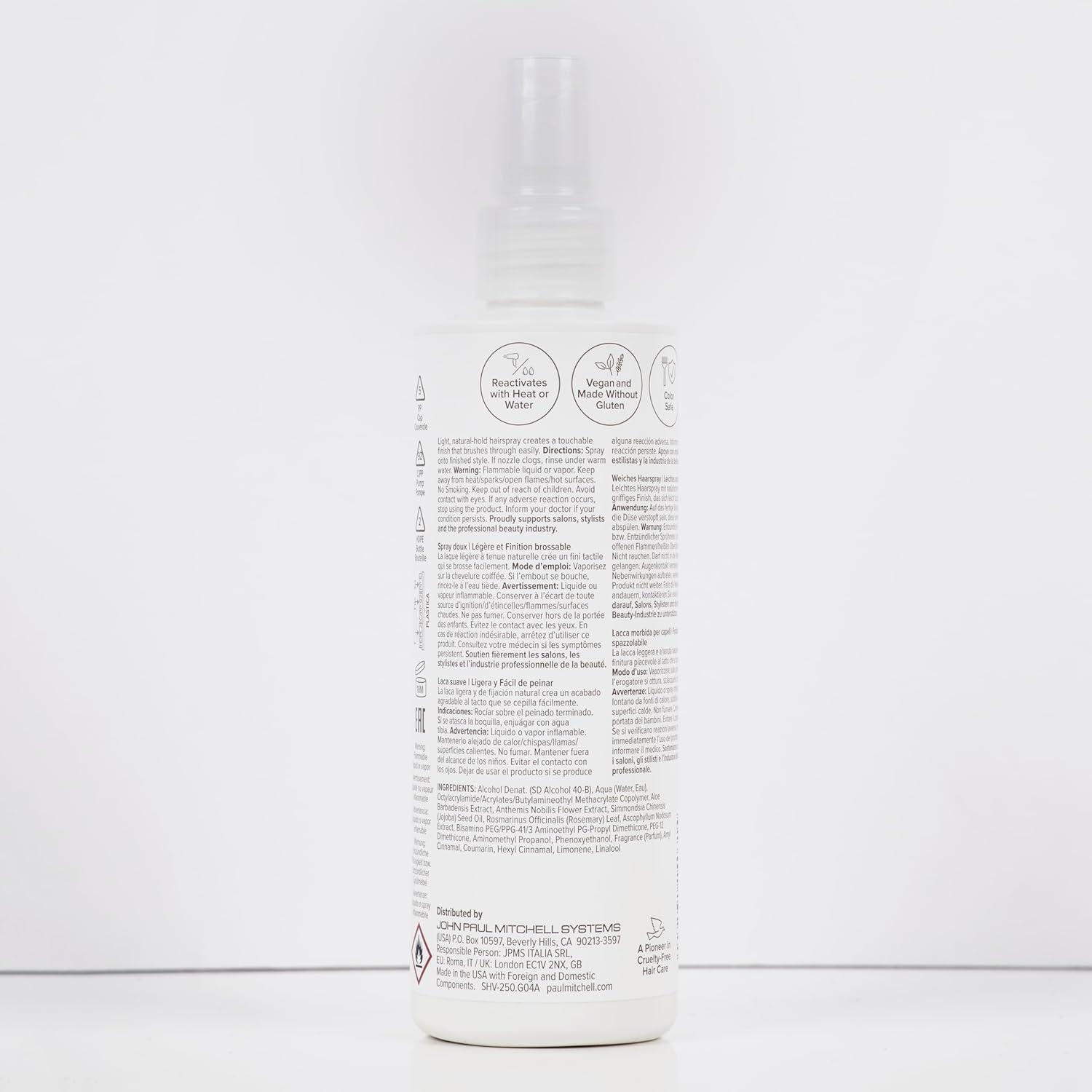 image:imagePaul Mitchell Soft Hairspray Lightweight Soft Hold Brushable Finish For All Hair TypesAromatic almond scent