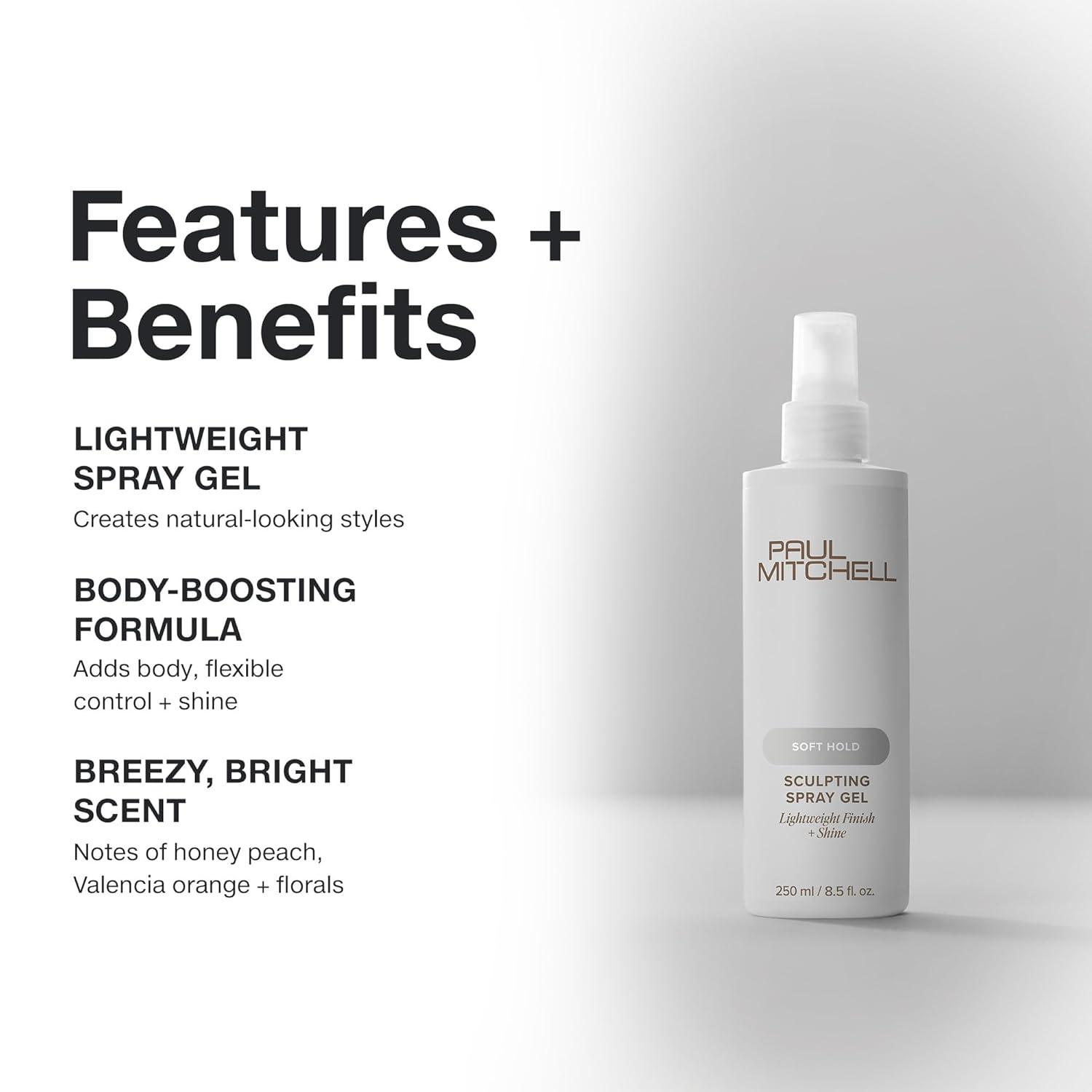 image:imagePaul Mitchell Soft Sculpting Spray Gel Natural Hold Soft Finish For All Hair TypesBreezy  bright scent of honey peach  Valencia orange and florals
