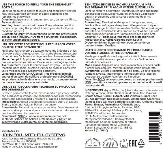 image:imagePaul Mitchell The Detangler Conditioner Hydrates Adds Manageability For Medium to Coarse ColorTreated Hair338 Fl Oz Pouch Pack of 1
