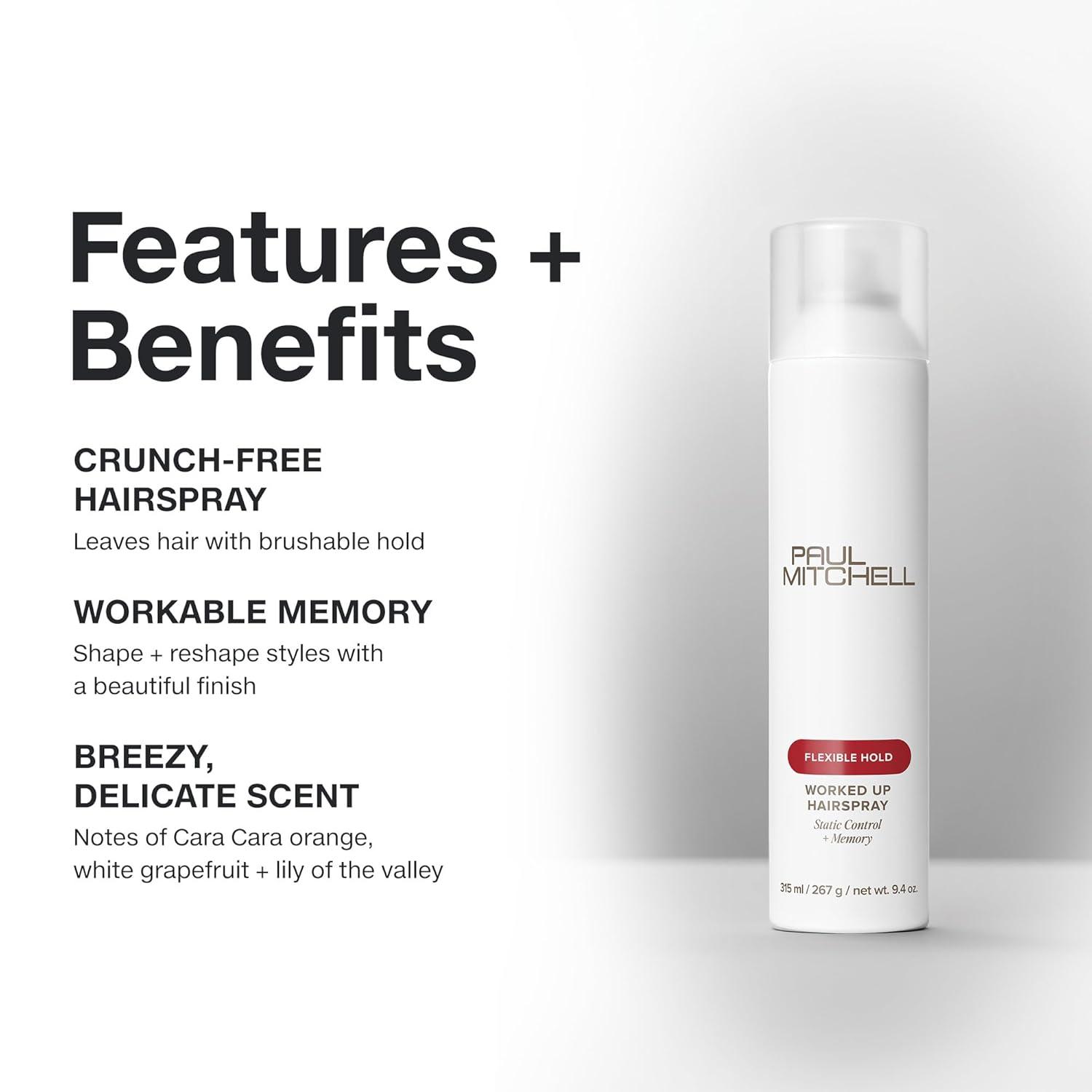 image:imagePaul Mitchell Worked Up Hairspray Static Control Memory  Flexible Hold For All Hair Types 94 oz