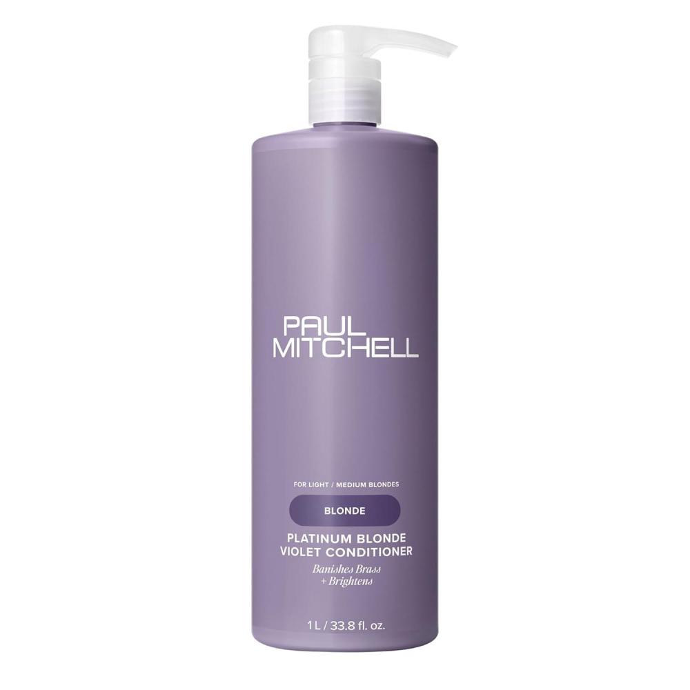 image:imagePaul Mitchell Platinum Blonde Violet Conditioner Banishes Brass Brightens Ideal for Light to Medium Blonde Silver Gray or White Hair338 Fl Oz Pack of 1