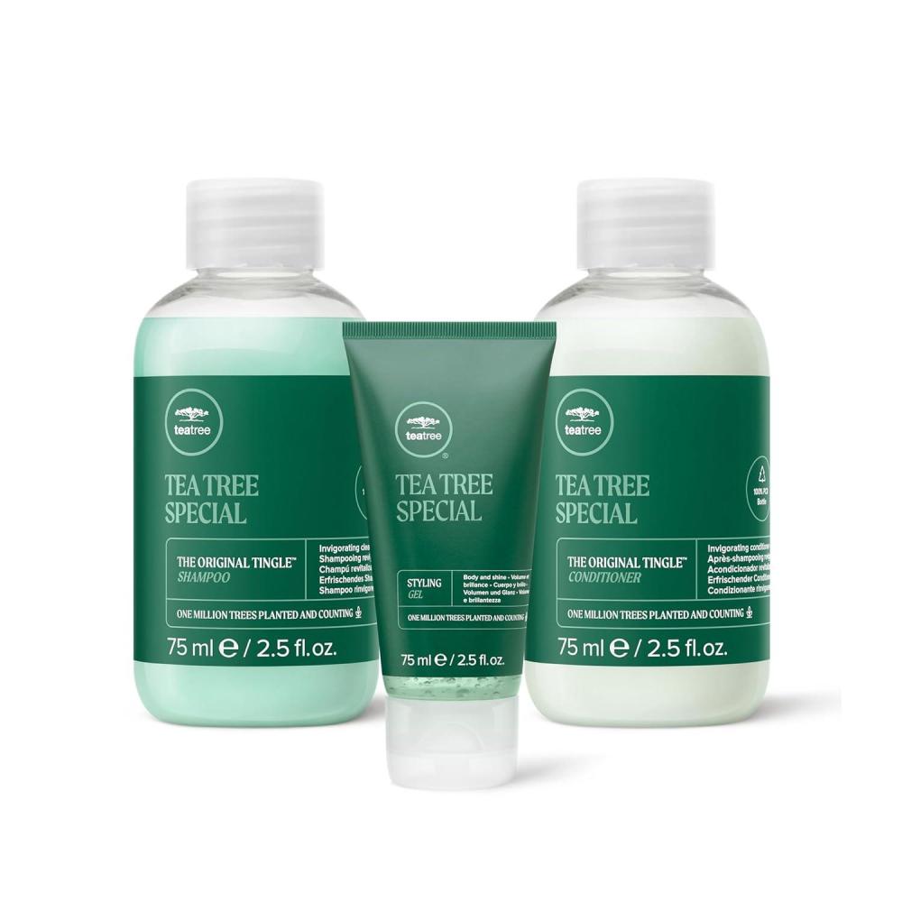 image:imageTea Tree Special Shampoo and Conditioner  Styling Gel Medium Hold HighShine Finish For All Hair Types 25 oz Travel Set