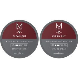 MITCH by Paul Mitchell Clean Cut Styling Cream for Men, Medium Hold, Semi-Matte Finish, For All Hair Types + Short to Medium Hair, 3 oz.(3 Ounce (Pack of 2))