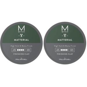 MITCH by Paul Mitchell Matterial Finishing Clay for Men, High Hold, Ultra-Matte Finish, For All Hair Types, 3 oz.(3 Ounce (Pack of 2))