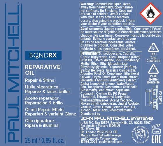 image:imagePaul Mitchell Bond Rx Reparative Oil Repairs Adds Shine For Chemically Treated Damaged Hair 085 fl oz