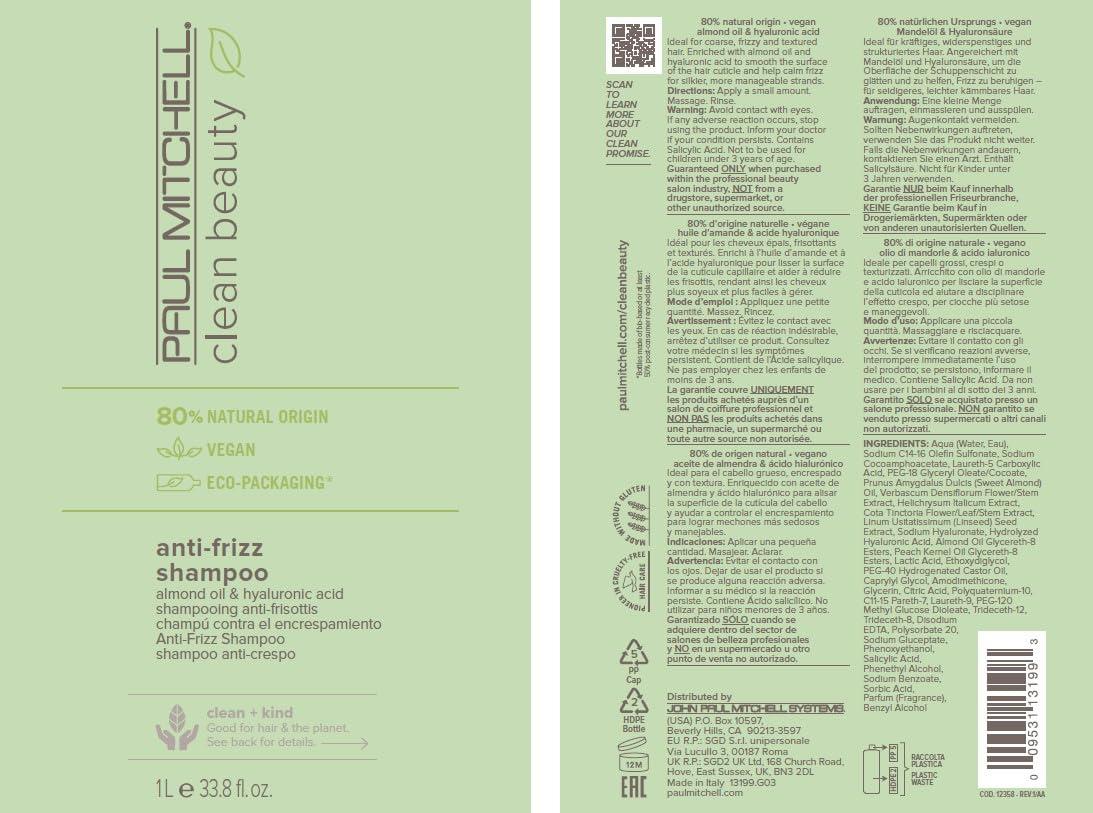 image:imagePaul Mitchell Clean Beauty AntiFrizz Shampoo Smoothes Hair Calms Frizz For Textured FrizzProne Hair338 Fl Oz Pack of 1