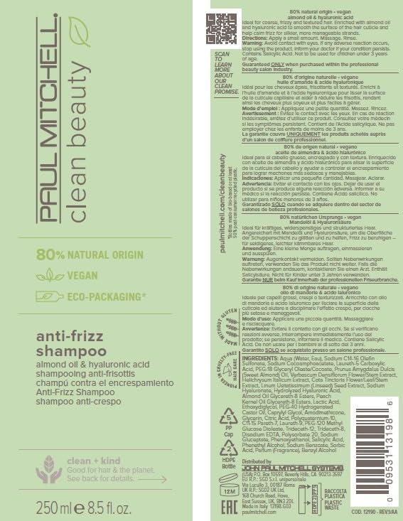 image:imagePaul Mitchell Clean Beauty AntiFrizz Shampoo Smoothes Hair Calms Frizz For Textured FrizzProne Hair85 Fl Oz Pack of 1