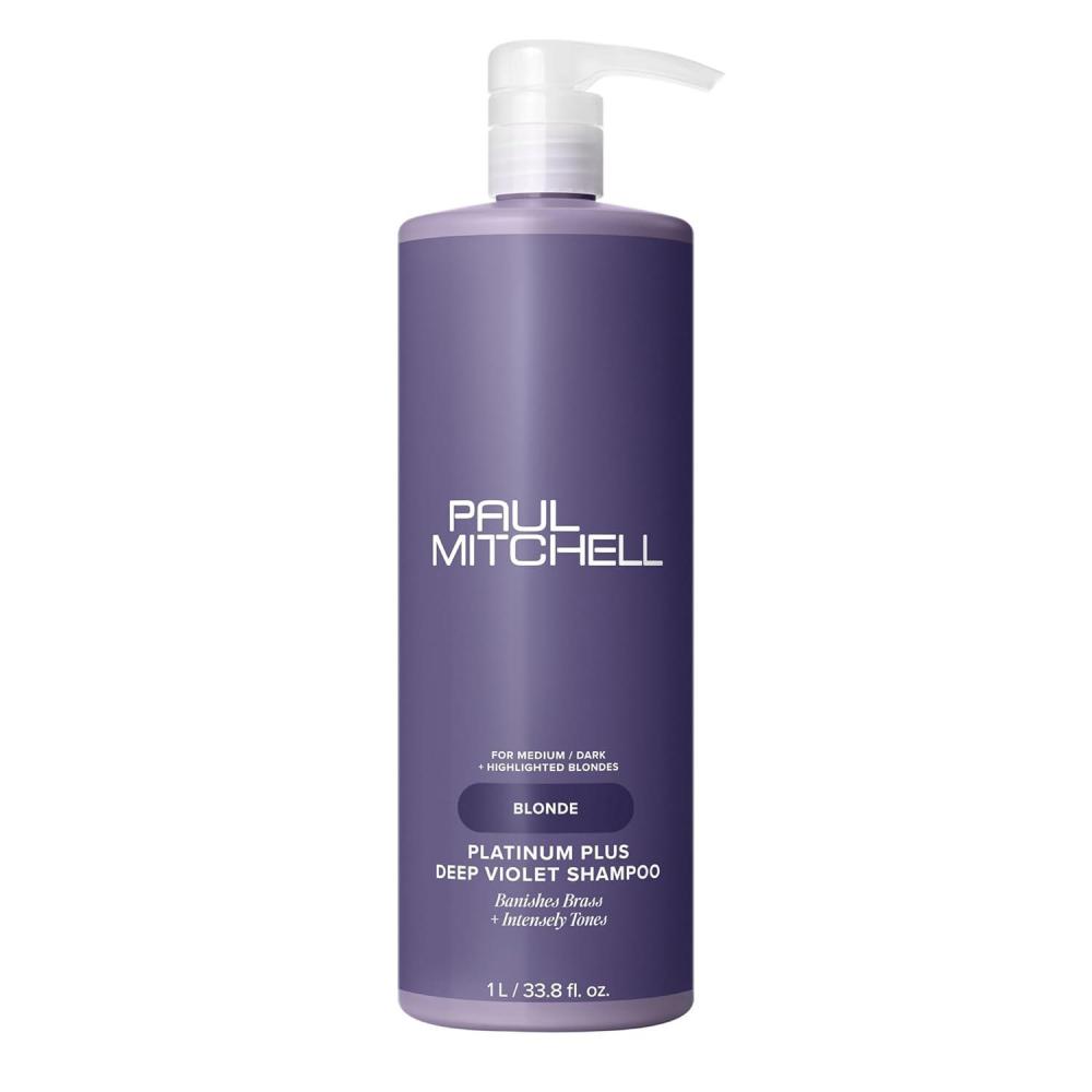 image:imagePaul Mitchell Platinum Plus Deep Violet Shampoo Banishes Brass Intensely Tones Ideal for Blonde Highlighted Gray or Silver Hair338 Fl Oz Pack of 1