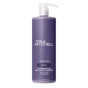 Paul Mitchell Platinum Plus Deep Violet Shampoo, Banishes Brass + Intensely Tones, Ideal for Blonde, Highlighted, Gray or Silver Hair(33.8 Fl Oz (Pack of 1))