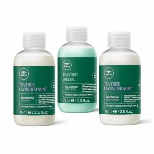 Tea Tree Lavender Mint Moisturizing Shampoo and Conditioner, Hydrates + Soothes Hair and Body Moisturizer Leave-In Conditioner, Body Lotion, After-Shave Cream, 2.5 oz., Travel Set